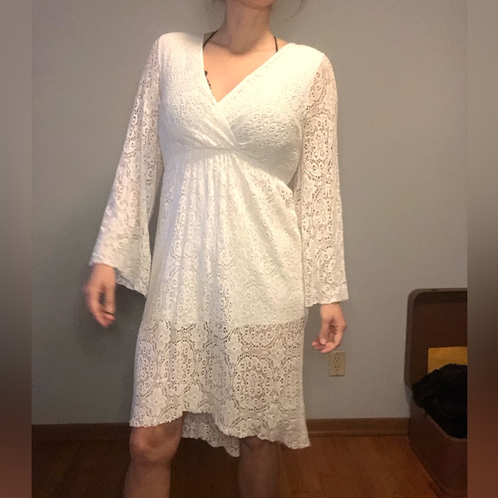 White Lace High Low Dress